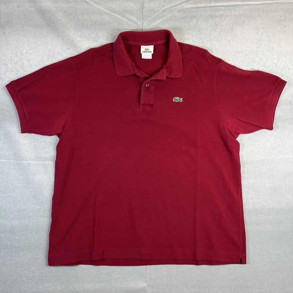 Lacoste Polo Shirt Mens 7 XXL Red Short Sleeve Classic Fit Crocodile Logo Tennis